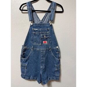 Revolt Vtg 90s Denim Shortall Overalls Medium Wash Blue Bib Shorts Women's L Y2K